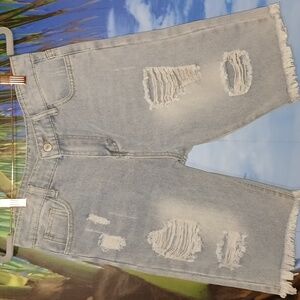 Estampados distressed shorts